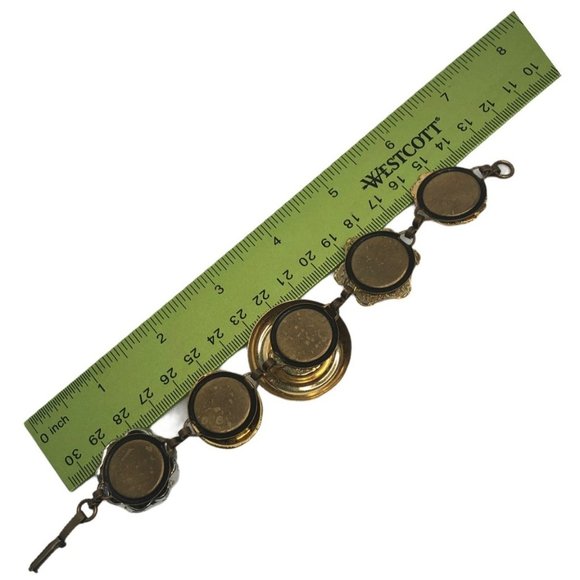 Vintage Earring Bracelet Five Links Antique Brass Base - Picture 6 of 6